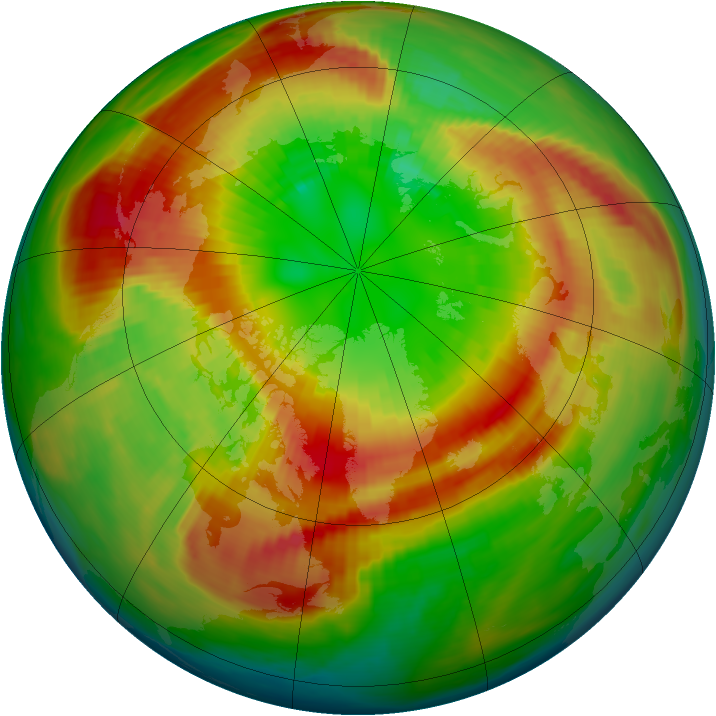 Arctic ozone map for 05 March 1990